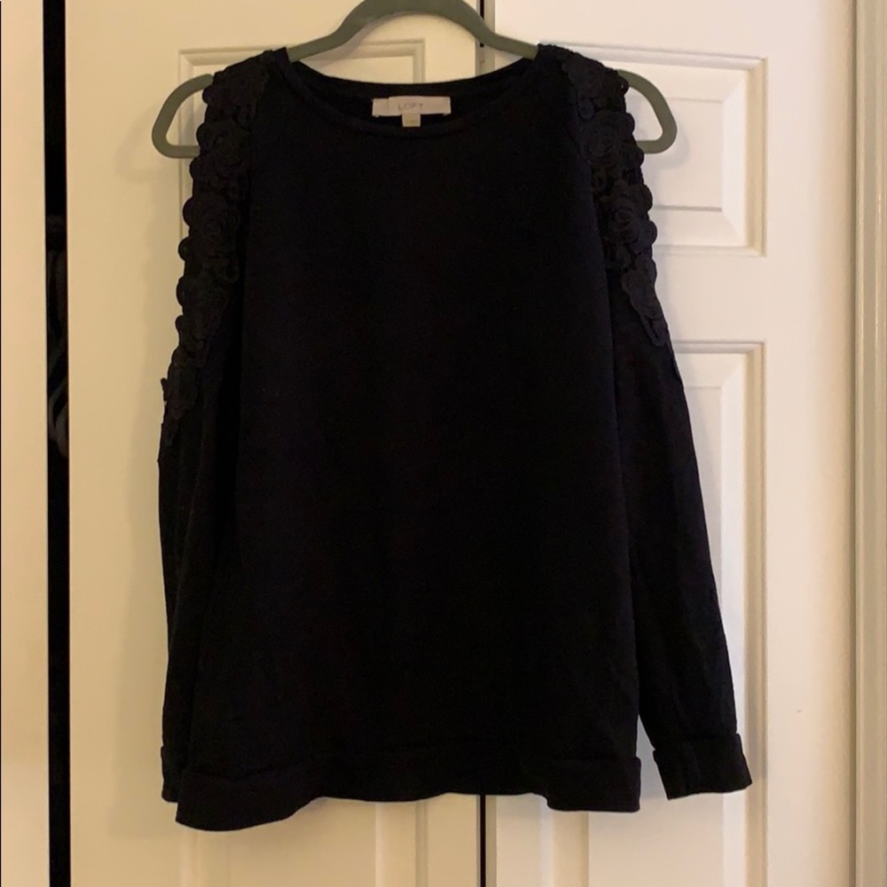 Black lightweight loft cold shoulder sweatshirt